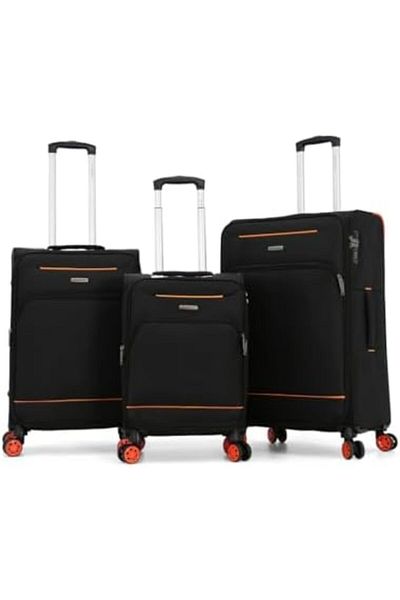 Giordano Double Spinner Wheeled Travel Bags with Digital Lock, 3-Piece Set, Black