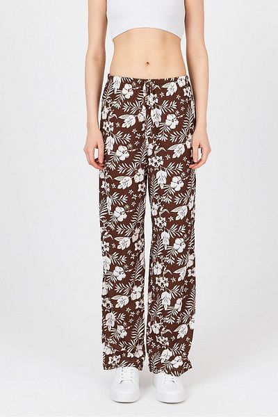 Rays Brown Waist Elastic Patterned Trousers 4725A