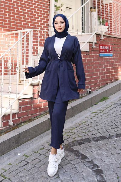 MİSSKAYLE Pocket Detailed Kimono Set Navy Blue