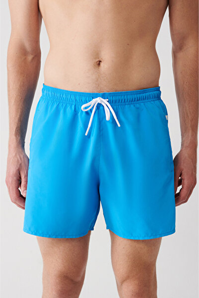 Avva Pánské bílo-tyrkysové rychleschnoucí plavky s potiskem standardní velikosti plavkové šortky E003802