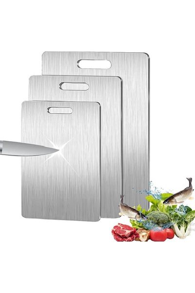 takasat Stainless Steel Antibacterial Cutting Board/Board |   1 Pack of 3 Different Sizes!