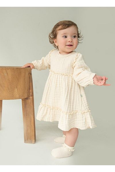 kitikate Organic 4 Layer Muslin Dress Natural