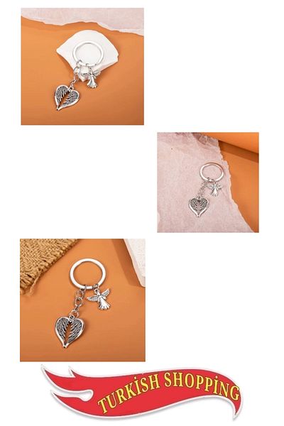 shop Stylish Guardian Angel Wing Heart Keychain Zinc Alloy
