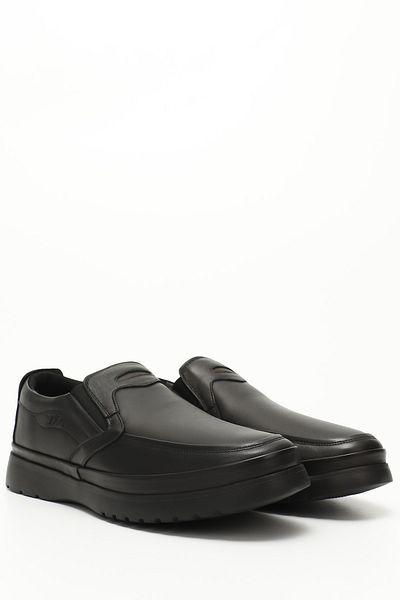 GÖNDERİ(R) Black Heel Platinum Genuine Leather Round Toe Casual Men's Shoes 42027