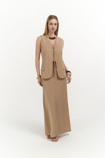 MAİ COLLECTİON Korben Vest Skirt Mink Set