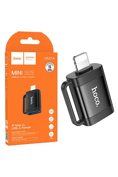 REDz Accessories Hoco Ua31a Adapter, Usb To Lightning, For Iphone, Otg Data Transfer 480mbps, Black