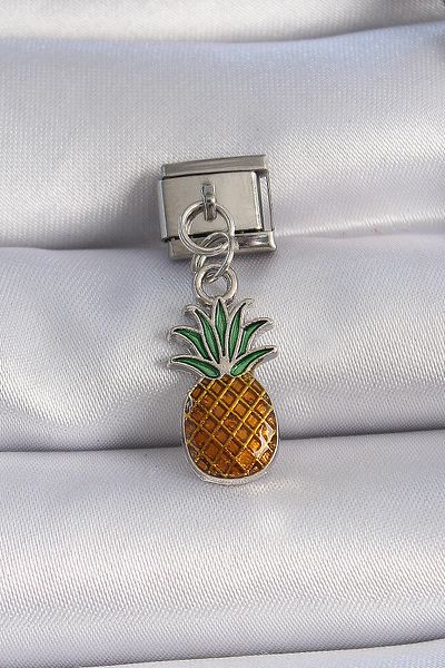 Skygo 316L Steel Silver Color Dangle Pineapple Figure Nomination Charm - Tj-Bc1091