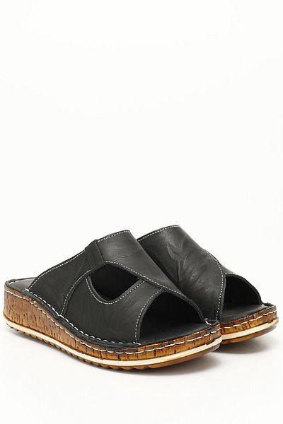 GÖNDERİ(R) Women / Girls Black Gön Genuine Leather Women's Slippers 20608