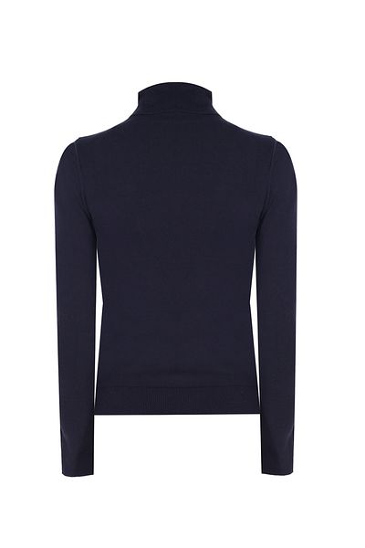 Perspective Knitwear Slim Fit Standard Size False Sleeve Turtleneck Navy Blue Sweater