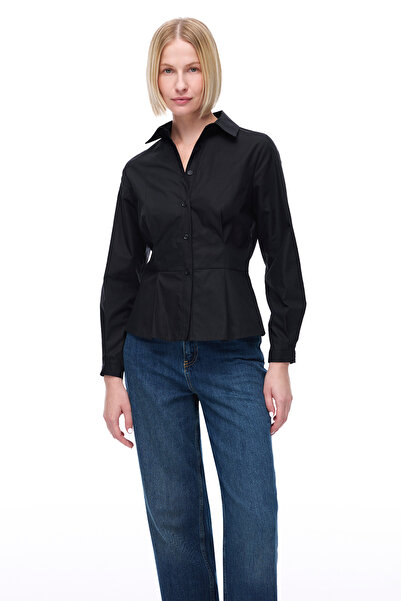 Perspective Depth Regular Fit Gömlek Yaka Siyah Renk Kadın Gömlek