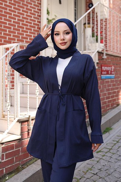 MİSSKAYLE Pocket Detailed Kimono Set Navy Blue