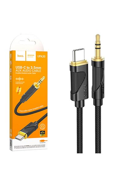 REDz Accessories Cablu audio Hoco UPA30, USB-C la mufă jack de 3,5 mm, lungime 1 m, silicon, negru