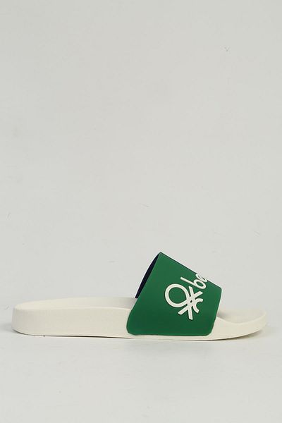 Benetton White Green Men's Slippers Bn-1427