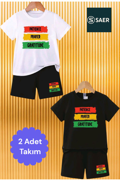 SAER Σετ 2 τεμαχίων για αγόρια, βαμβακερό μπλουζάκι και σορτς, καλοκαιρινό άν...