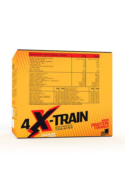 Pro Nutrition Protein isolate and concentrate with amino acids, 4 X-Train Chocolate 20 sachets x 30g