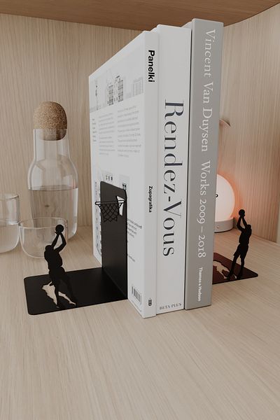 elfmetal Decorative Metal Book Holder with Basketball Figure Book Support Home and Office Accessory