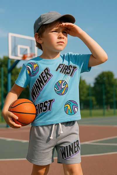 TRENDİMİZBİR Set de pantaloni scurți pentru băiat cu imprimeu Winner First