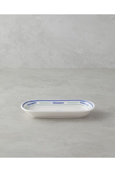 English Home Shoreline Ceramic Boat Plate 22 cm Blue-Green