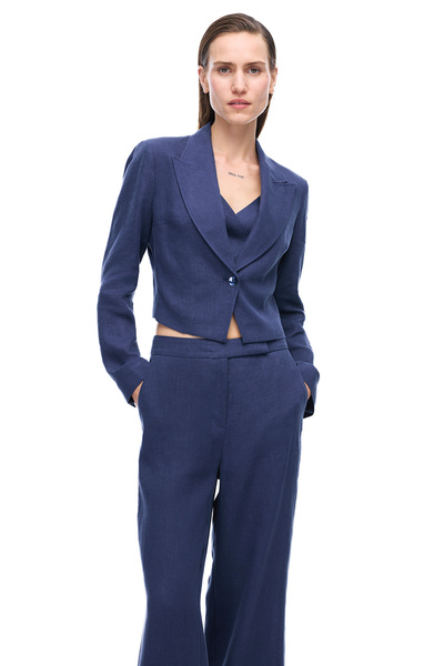 Perspective Navy Blue Akars Regular Fit Jacket