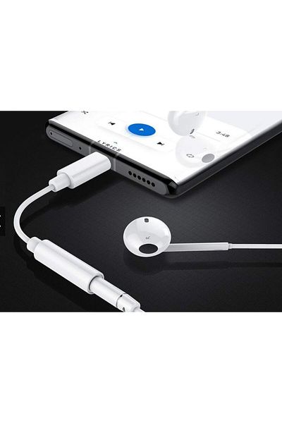 REDz Accessories Headphone Adapter, iPhone/Samsung/Huawei, 3.5mm Jack - Type-C, White