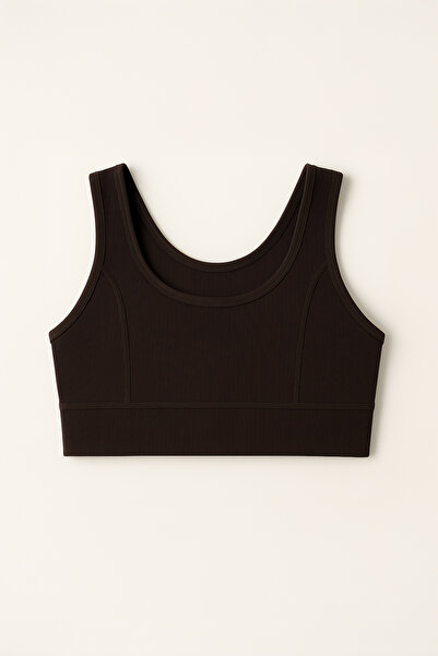 HNX Thick Strap Recovery Ripped Sports Bustier | Dark Brown