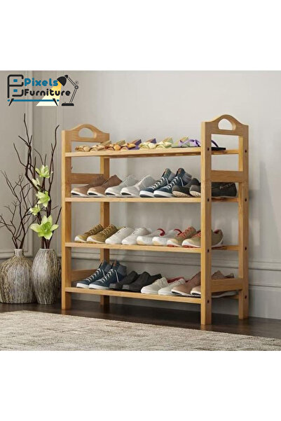 PixelsFurniture Pixel Furniture 4-Tier Shoe Organizer Made of Natural Bamboo