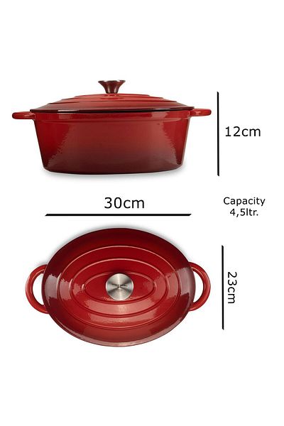 Hausberg Hausberg oval enameled cast iron pot with lid, size 30x23 cm, capacity 4.5l, weight 5.5kg