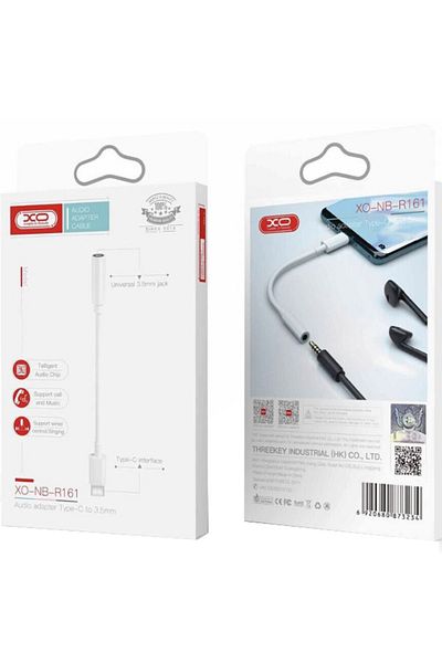 REDz Accessories XO-NB-R161 Adapter, AUX to Type-C, Short 14mm, Audio Cable, For iPhone 15/16 and Android, White