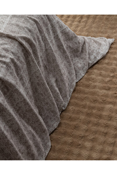 Madame Coco Petrus Double 100% Cotton Madame Coco Crep Printed Duvet Cover Set - Beige