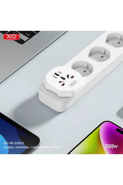 REDz Accessories EU/UK/US/AUS Power Converter, XO-WL23, Power 2500W, Universal Adapter, White