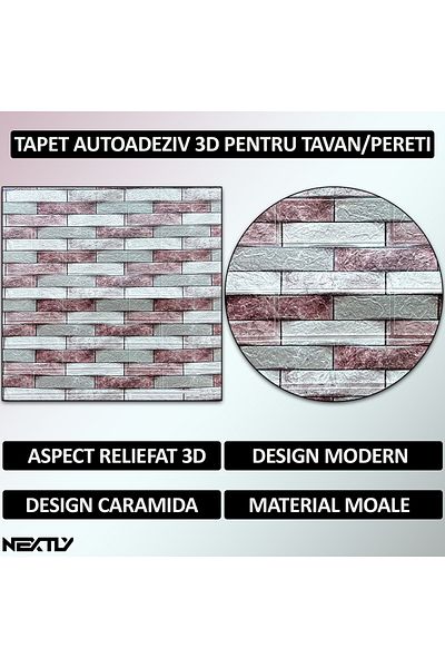 NEXTLY Set 40 x tapet autoadeziv 3D NEXTLY, pentru perete sau tavan, 70x77 cm,cod 94