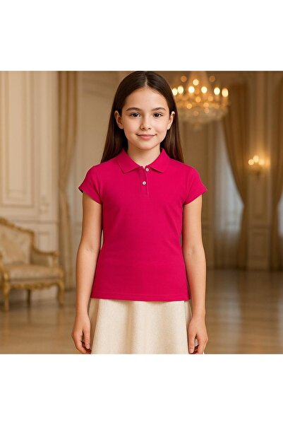 Mcrkids Σχολικό μπλουζάκι για κορίτσια με κοντό μανίκι σε σκούρο ροζ χρώμα