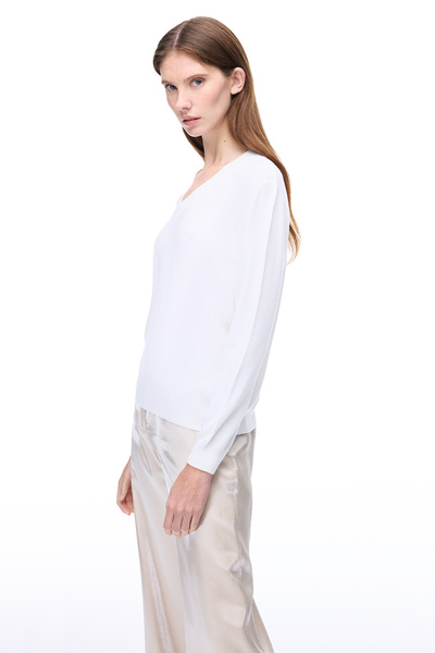 Perspective Трикотажний светр, зручний крій, стандартний розмір, вставні рукави, V-подібний виріз, екрю