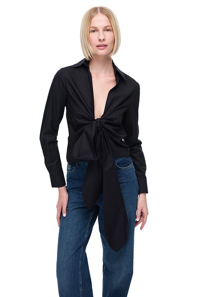 Perspective Depth Comfortable Fit False Sleeve Shirt Collar Black Color Women's Shirt