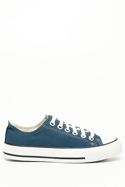 GÖNDERİ(R) Women / Girls Petrol Blue Heart Lace-Up Women's Linen Casual Sports Flat Sole Sneaker 35222