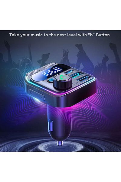 REDz Accessories Încărcător auto cu modulator FM, Joyroom JR-CCB01, Bluetooth, USB și Type-C, negru