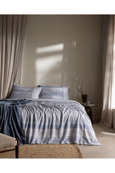 Madame Coco Candide Single 100% bumbac Madame Coco Crep Printed Duvet Cover Set - Albastru