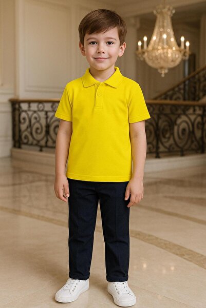 Mcrkids Κίτρινο σχολικό μπλουζάκι με κοντομάνικο λαιμό πόλο