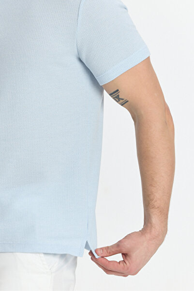 Frappoli Ανδρικό μπλουζάκι Jaguar IceBlue βαμβακερό μεικτό ύφασμα Lycra με λεπτομέρεια SlimFit Polo γιακά