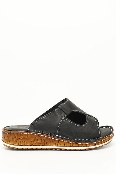 GÖNDERİ(R) Women / Girls Black Gön Genuine Leather Women's Slippers 20608