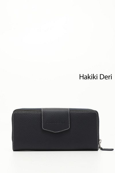 GÖNDERİ(R) Women/Girls Navy Blue Anthracite Genuine Leather Wallet