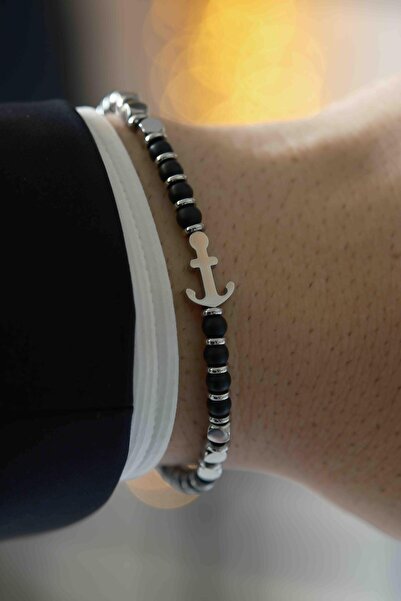 WATCHOFROYAL Marine Natural Stone Siyah Çelik Bileklik