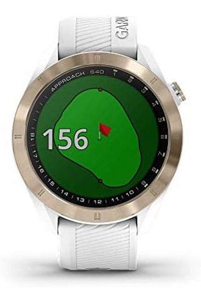 Garmin Approach S40, Stylish GPS Golf Smartwatch, Lightweight With Touchscreen Display, White/Light