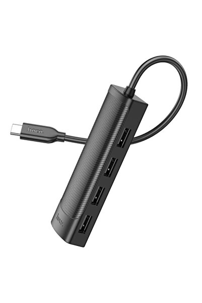 REDz Accessories Προσαρμογέας USB Hub 4 θυρών, Hoco HB41, Μήκος 0,2 m, Υποδοχή Type-C, Υποστηρίζει 480Mbps, Μαύρο