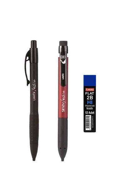 Umix Versatil Pen Exam/Sketch Flat Burgundy Black 1.8 mm Micro Pen Tip 2B 1.8 mm