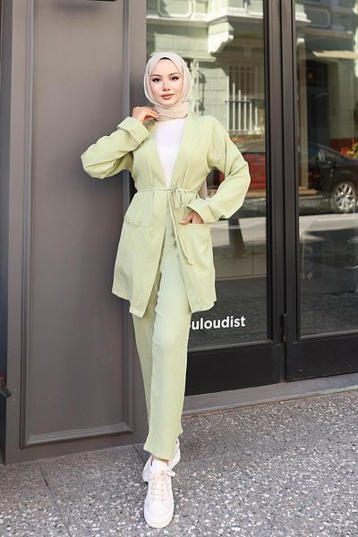 MİSSKAYLE Pocket Detailed Kimono Set Mint Green