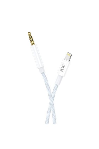REDz Accessories Auxiliary Audio Cable, Lightning to 3.5mm Jack, Model XO NB-R211A, Braided Textile, White