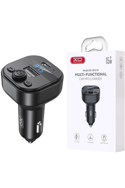 REDz Accessories Bluetooth Car Mp3 Modulator, Xo-bcc18, Usb And Type-c, 15w Charging, Music And Call Control, Black