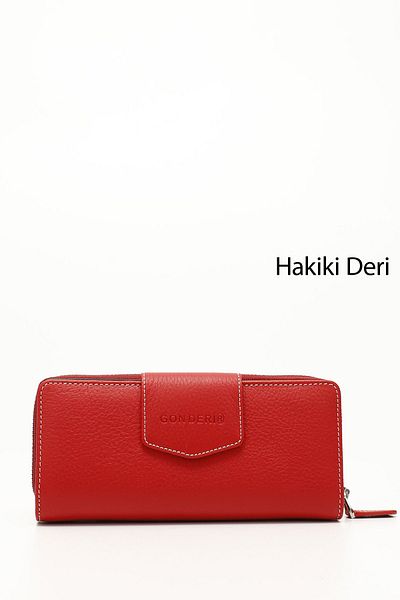 GÖNDERİ(R) Women/Girls Red to Anthracite Genuine Leather Wallet
