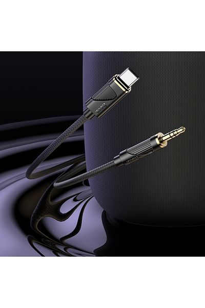 REDz Accessories Cablu audio Hoco UPA30, USB-C la mufă jack de 3,5 mm, lungime 1 m, silicon, negru